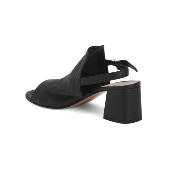 AMALFI Black Made In Italy Leather Eboli Slingback Heels - Picture 2 of 2